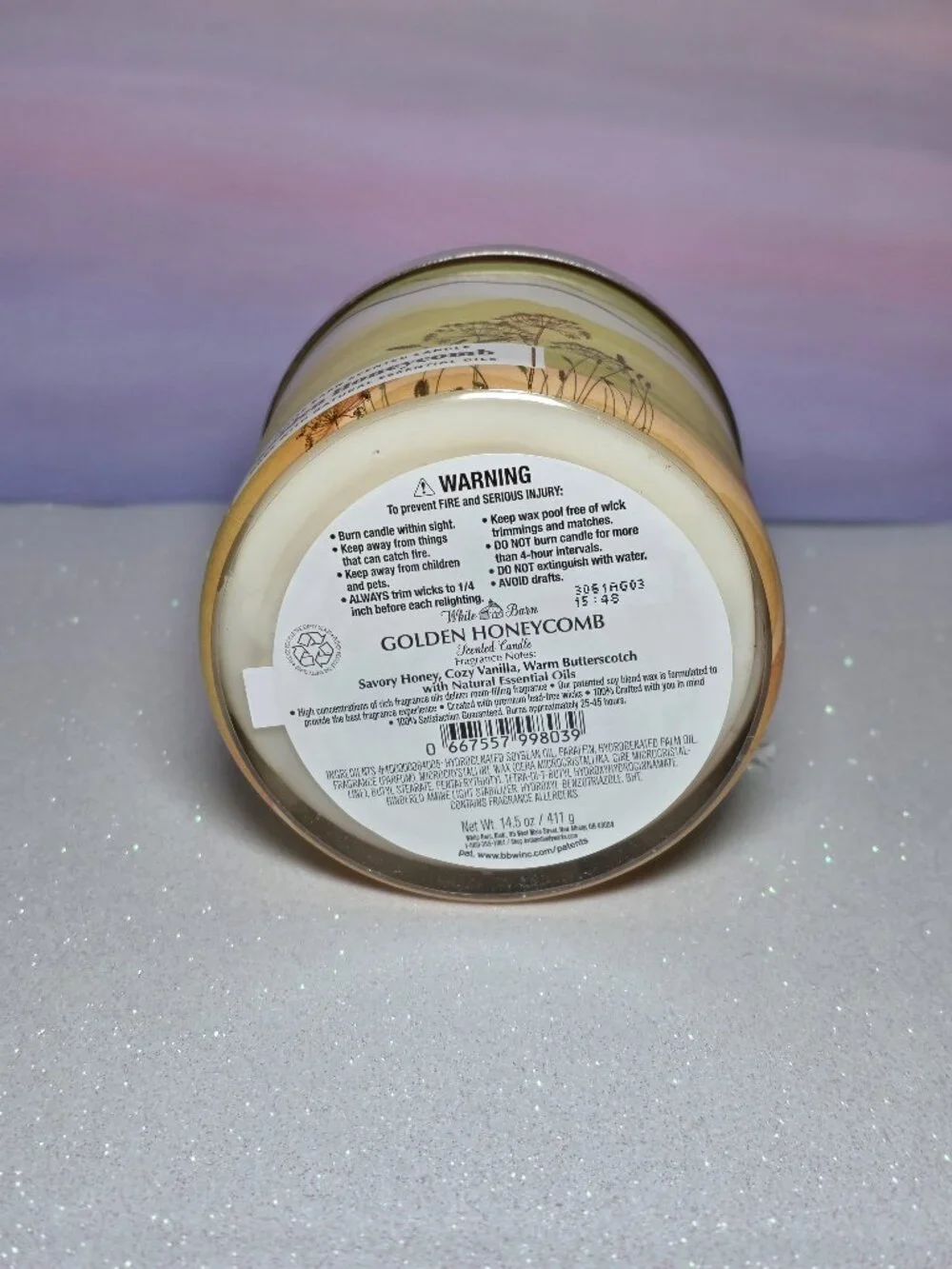 NEW*Bath & Body Works Golden Honeycomb 3 Wick Candle